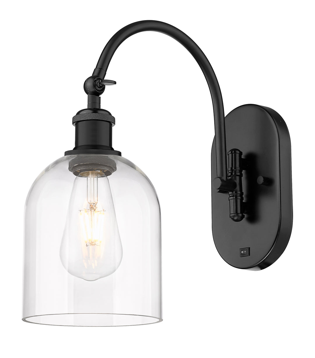 Innovations Lighting Bella 6" Sconce - Matte Black Wall Sconces Innovations Lighting Clear ; Glass Type: Clear  