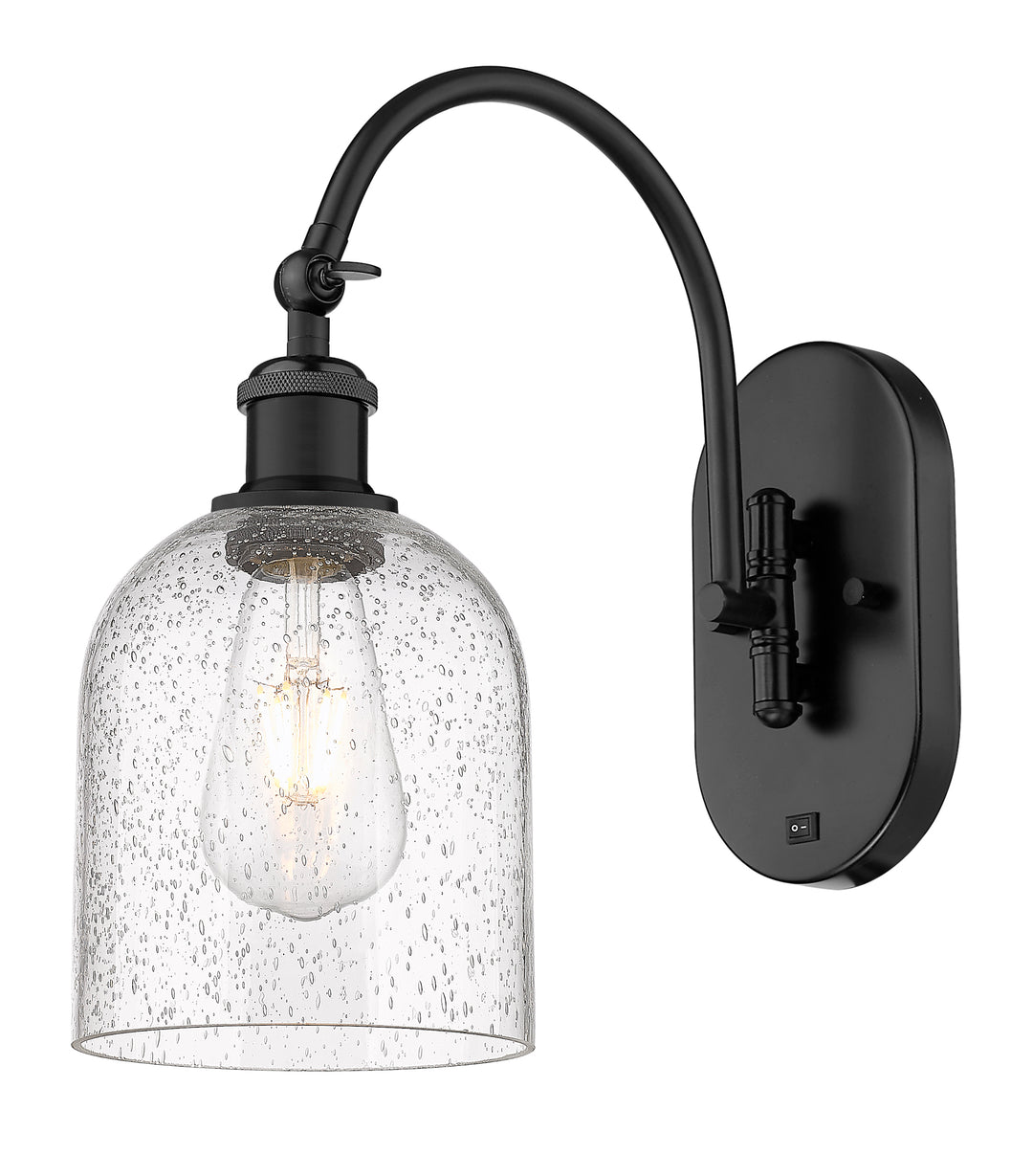 Innovations Lighting Bella 6" Sconce - Matte Black Wall Sconces Innovations Lighting Seedy ; Glass Type: Transparent  