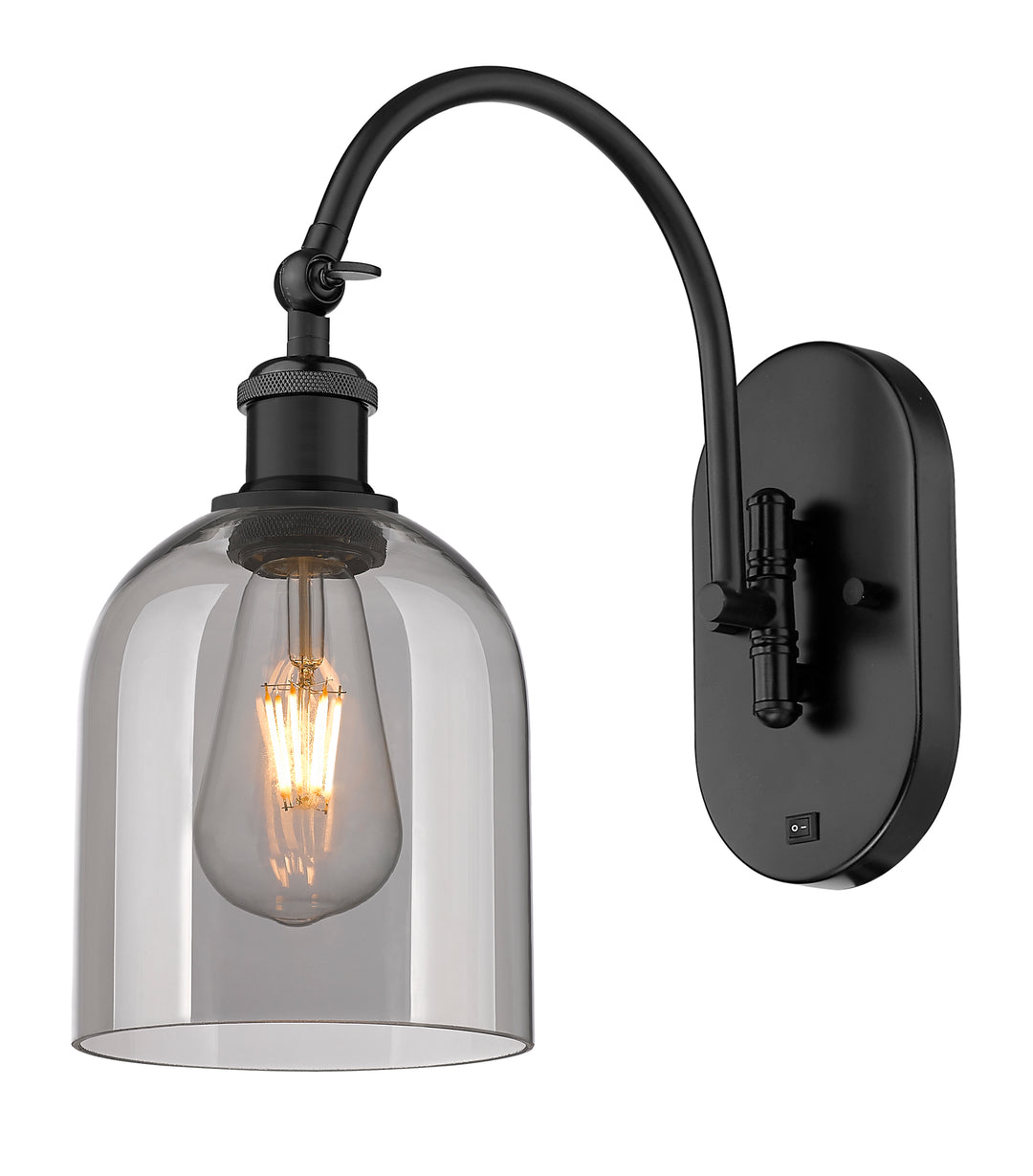 Innovations Lighting Bella 6" Sconce - Matte Black Wall Sconces Innovations Lighting Light Smoke ; Glass Type: Smoked  