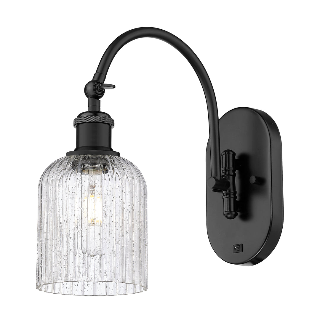 Innovations Lighting Bridal Veil 5" Sconce - Matte Black Wall Sconces Innovations Lighting Seedy ; Glass Type: Seedy; Ribbed  