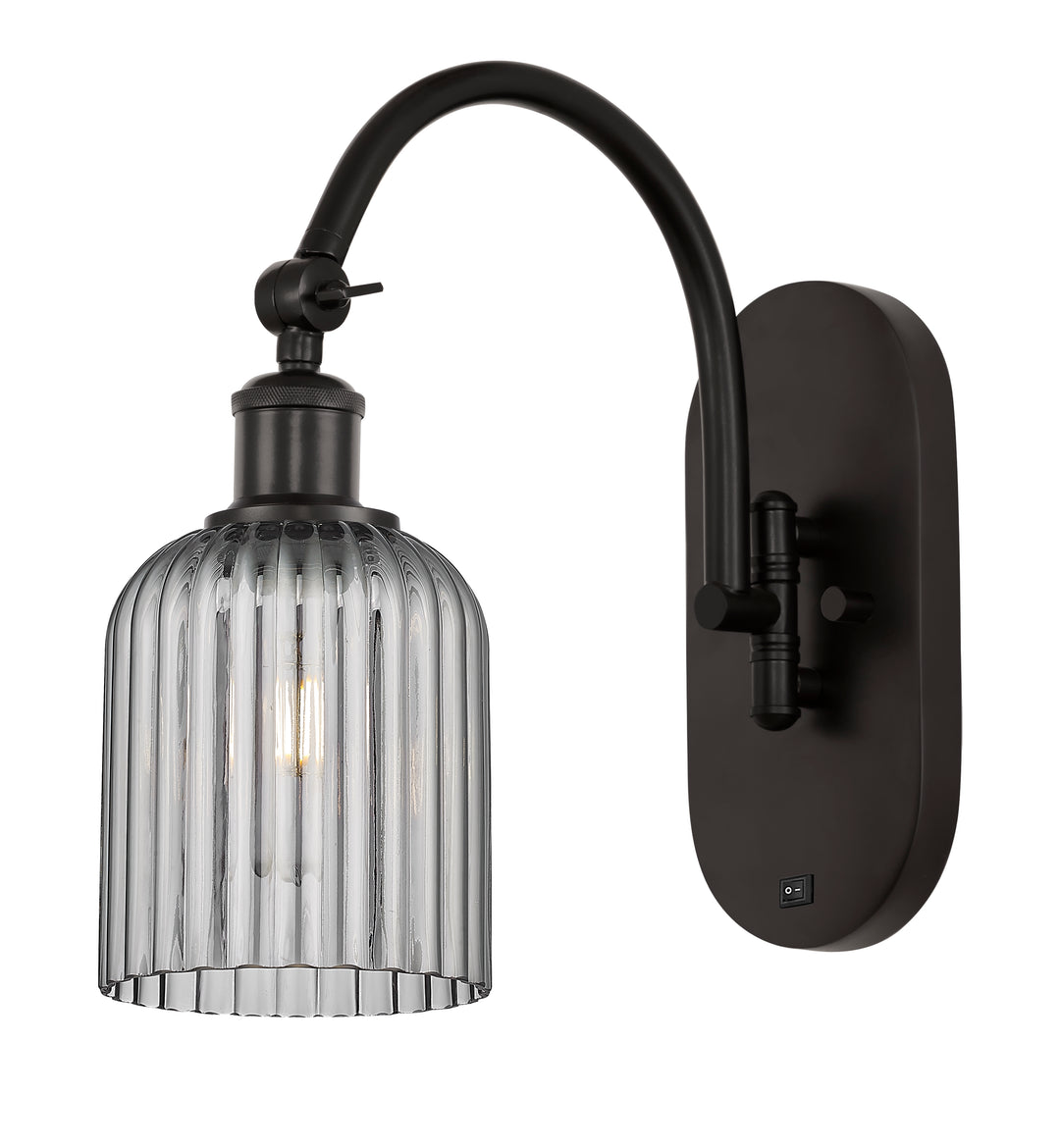 Innovations Lighting Bridal Veil 5" Sconce - Oil Rubbed Bronze Wall Sconces Innovations Lighting Light Smoke ; Glass Type: Light Smoke; Ribbed  