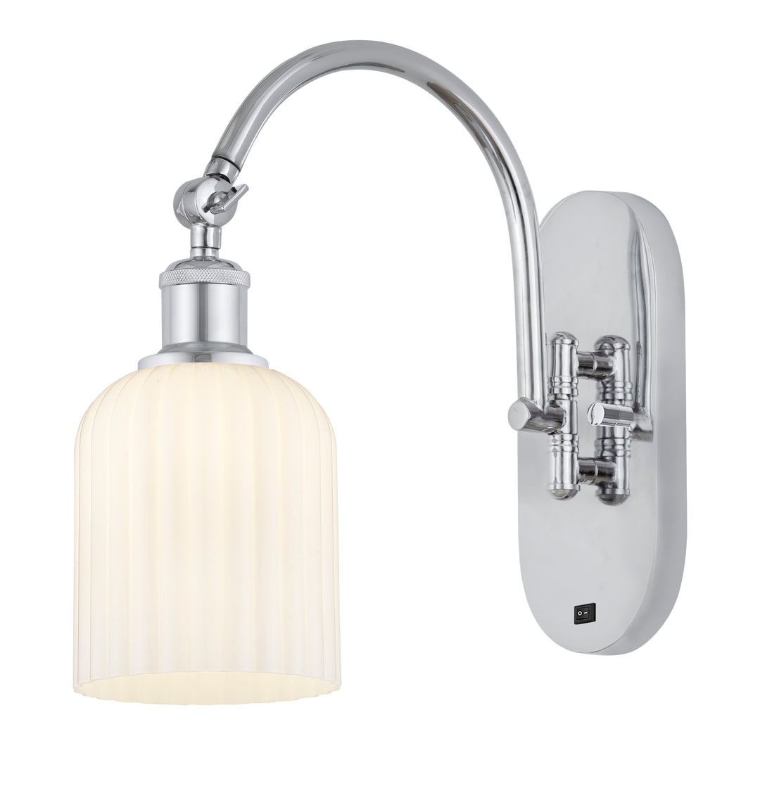 Innovations Lighting Bridal Veil 5" Sconce - Polished Chrome Wall Sconces Innovations Lighting Gloss White ; Glass Type: Gloss White; Ribbed  