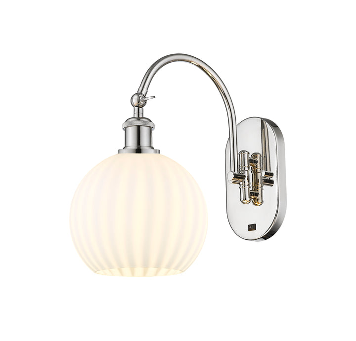 Innovations Lighting White Venetian 8" Sconce - Polished Nickel