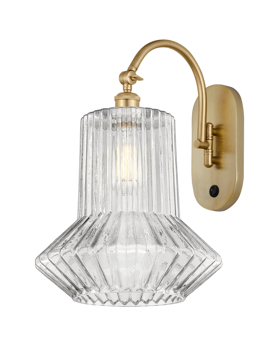 Innovations Lighting Springwater 12" Sconce - Satin Gold Wall Sconces Innovations Lighting Clear Fluted ; Glass Type: Clear; Ribbed  