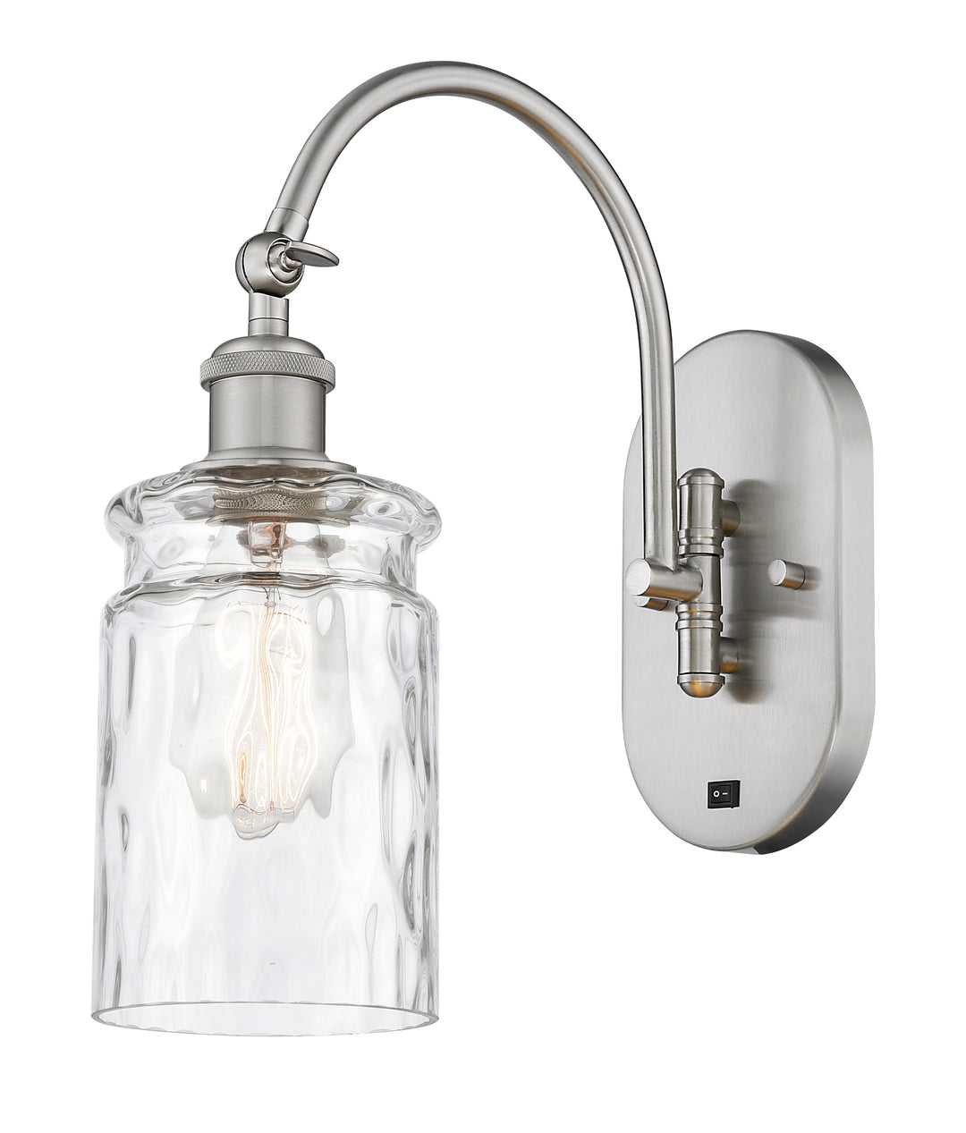 Innovations Lighting Candor 5" Sconce - Brushed Satin Nickel Wall Sconces Innovations Lighting Clear Waterglass ; Glass Type: Frosted; Ribbed  