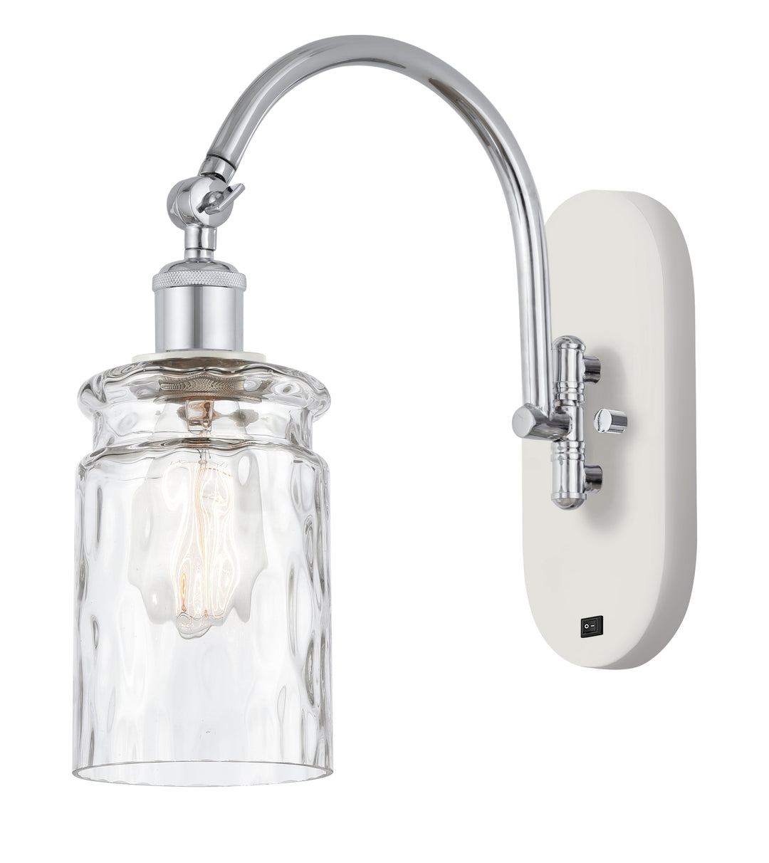 Innovations Lighting Candor 5" Sconce - White Polished Chrome Wall Sconces Innovations Lighting Clear Waterglass ; Glass Type: Frosted; Ribbed  