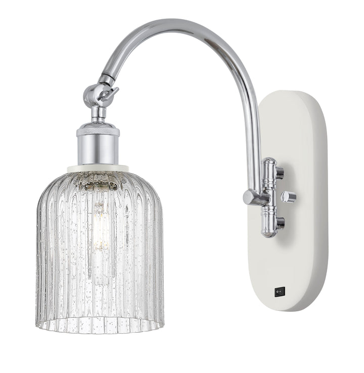 Innovations Lighting Bridal Veil 5" Sconce - White Polished Chrome Wall Sconces Innovations Lighting Seedy ; Glass Type: Seedy; Ribbed  