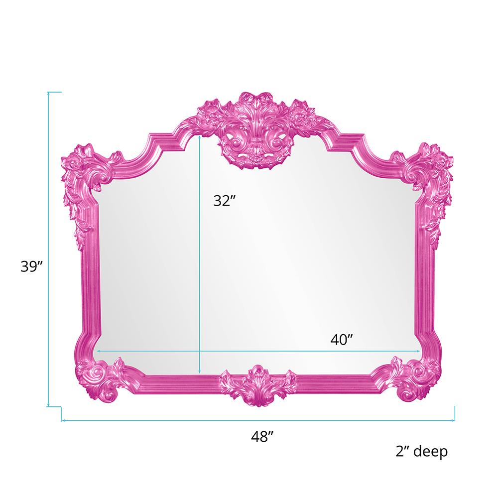 Howard Elliott Collection Avondale Mirror - Glossy Hot Pink Mirrors Howard Elliott Collection   