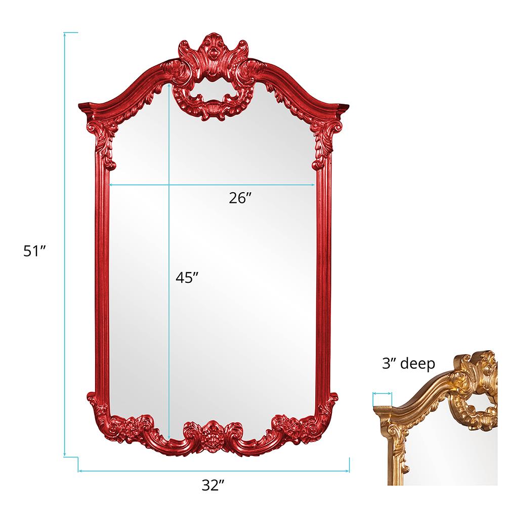 Howard Elliott Collection Roman Mirror - Glossy Red Mirrors Howard Elliott Collection   