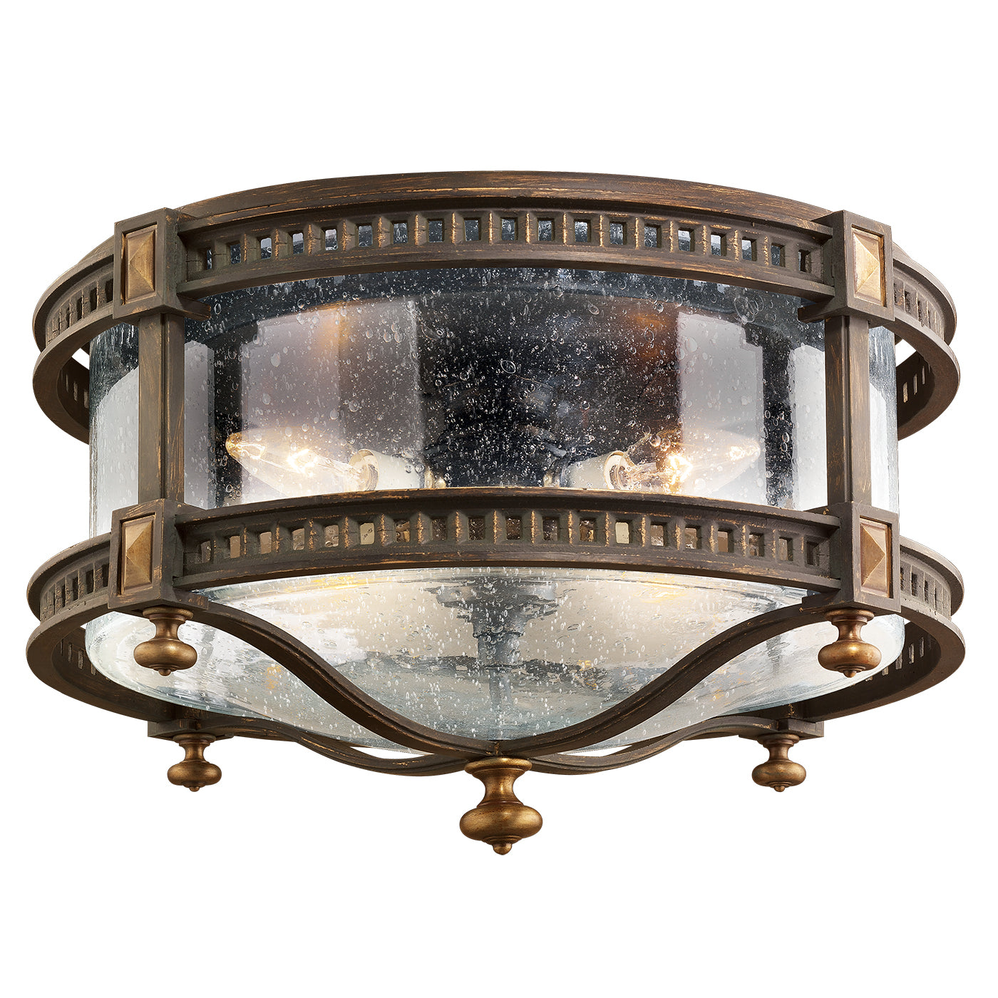 Fine Art Handcrafted Lighting Beekman Place Outdoor Flush Mount Hanging Fixtures Fine Art Handcrafted Lighting Bronze  