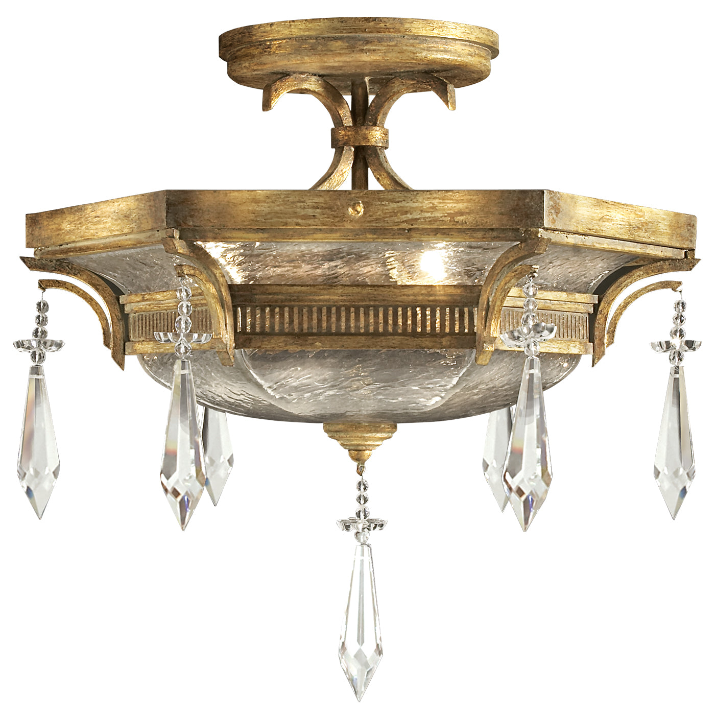 Fine Art Handcrafted Lighting Monte Carlo Semi-Flush Mount Ceiling Mounts Fine Art Handcrafted Lighting Gold  