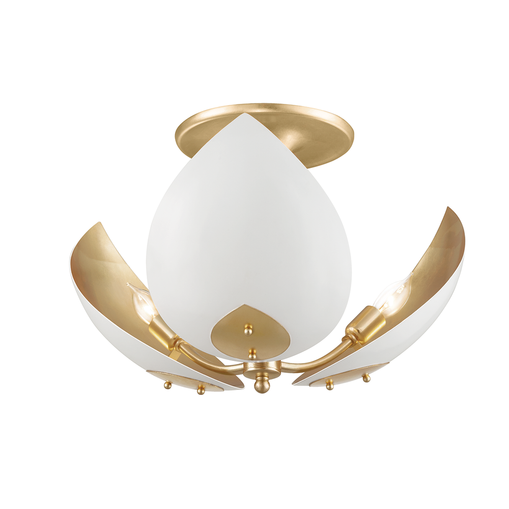 Hudson Valley Lighting Lotus Semi Flush Ceiling Semi Flush Mounts Hudson Valley Lighting Gold Leaf/white  