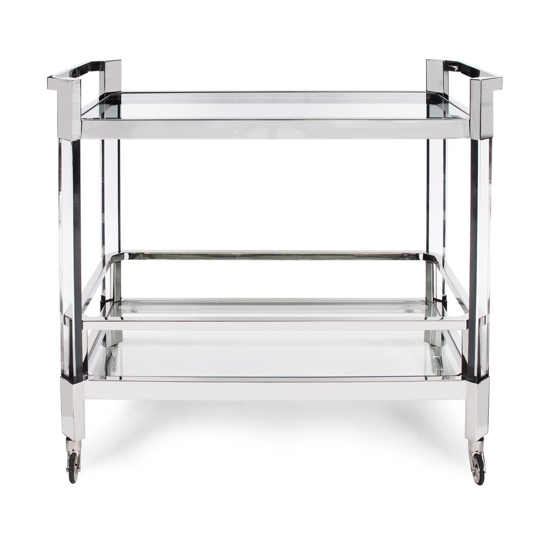 Howard Elliott Collection Stainless Steel and Acrylic Bar Cart Bar Furniture Howard Elliott Collection   