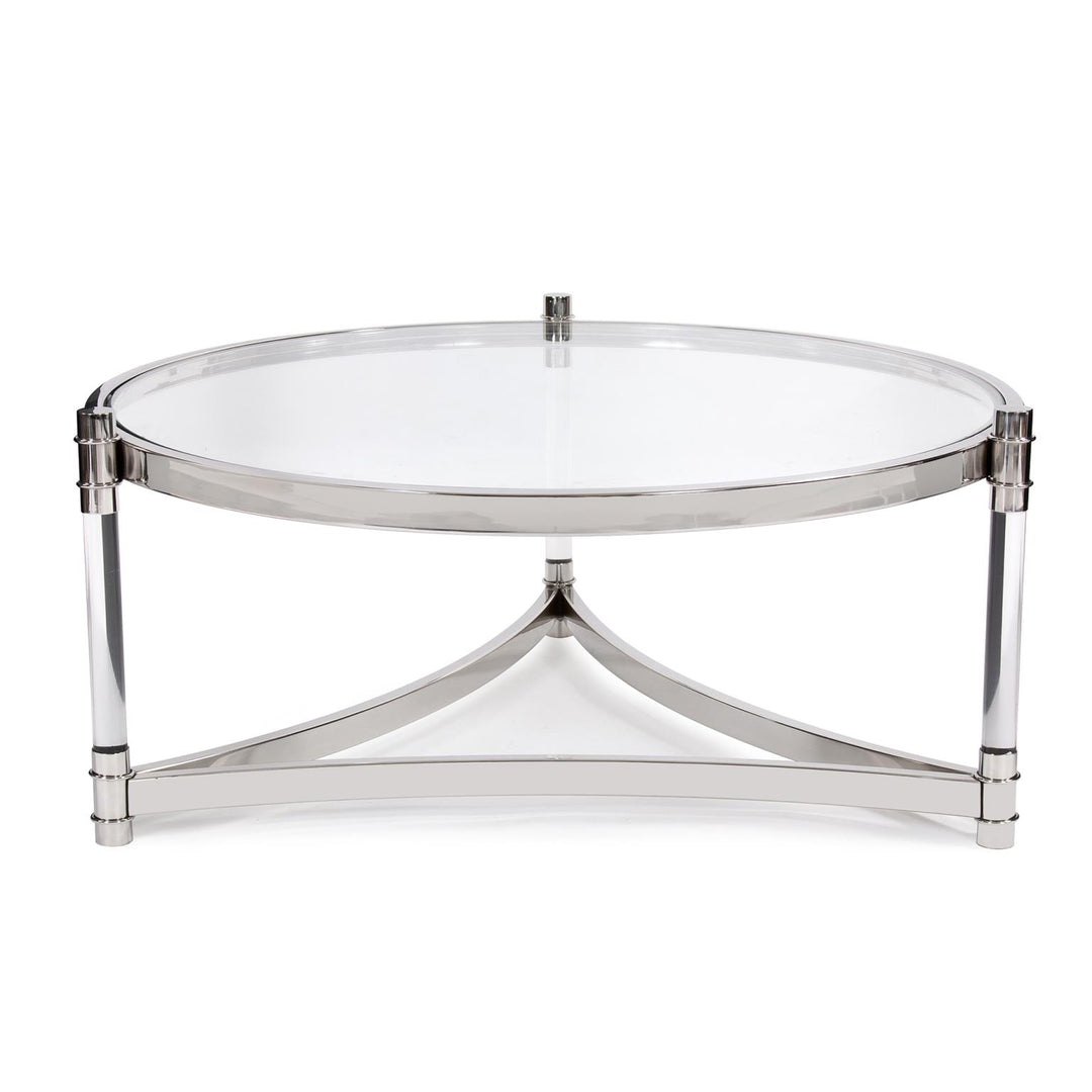 Howard Elliott Collection Round Stainless Steel & Acrylic Coffee Table Decorative Tables Howard Elliott Collection   