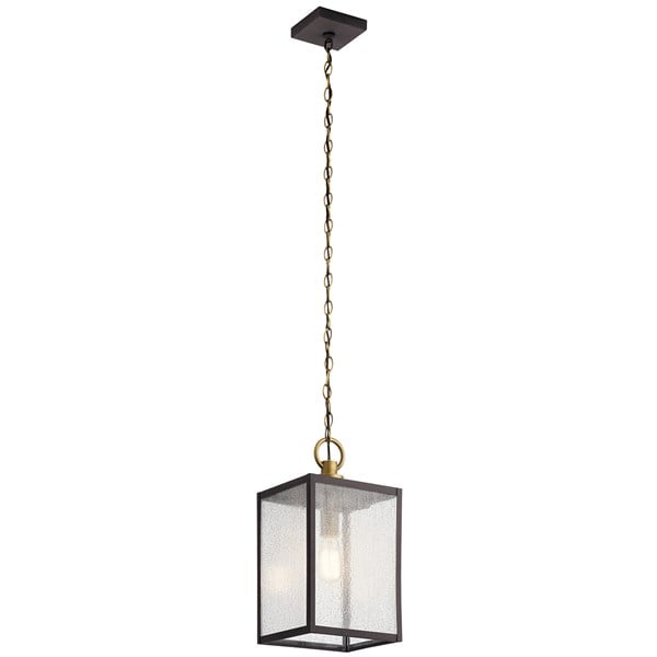 Kichler Lahden  Pendant/Semi Flush Outdoor Light Fixture l Hanging Kichler Weathered Zinc 9x17.25 