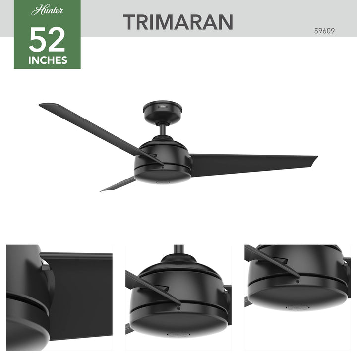 Hunter Trimaran Outdoor 52 inch | Matte Black 59609 Outdoor Ceiling Fans Hunter   