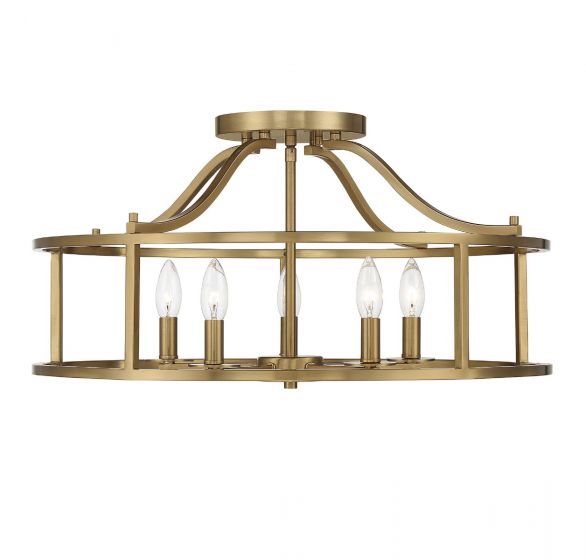 Essentials Stockton Semi-Flush Ceiling Semi Flush Mounts Savoy House Warm Brass 5 