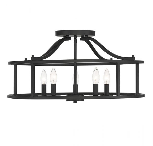 Essentials Stockton Semi-Flush Ceiling Semi Flush Mounts Savoy House Matte Black 5 