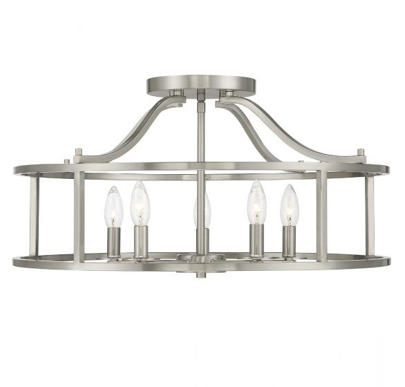 Essentials Stockton Semi-Flush Ceiling Semi Flush Mounts Savoy House Satin Nickel 5 