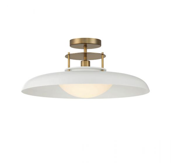 Savoy House Gavin Semi-Flush Semi-Flush Savoy House White with Warm Brass Accents 1 