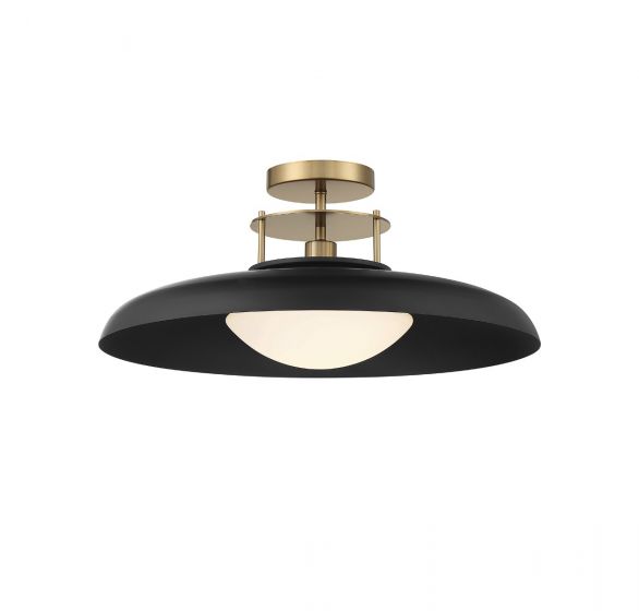 Savoy House Gavin Semi-Flush Semi-Flush Savoy House Matte Black with Warm Brass Accents 1 