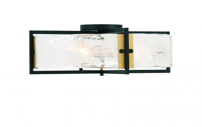 Savoy House Hayward Semi-Flush Ceiling Semi Flush Mounts Savoy House Matte Black with Warm Brass Accents 4 