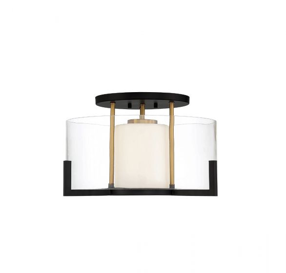 Savoy House Eaton Semi-Flush Semi-Flush Savoy House Matte Black with Warm Brass Accents 1 