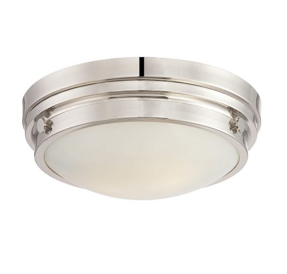 Savoy House Essentials Lucerne Flush Mount Ceiling Flush Mounts Savoy House 13.25x13.25x4.75 Chrome/Polished Nickel White Glass