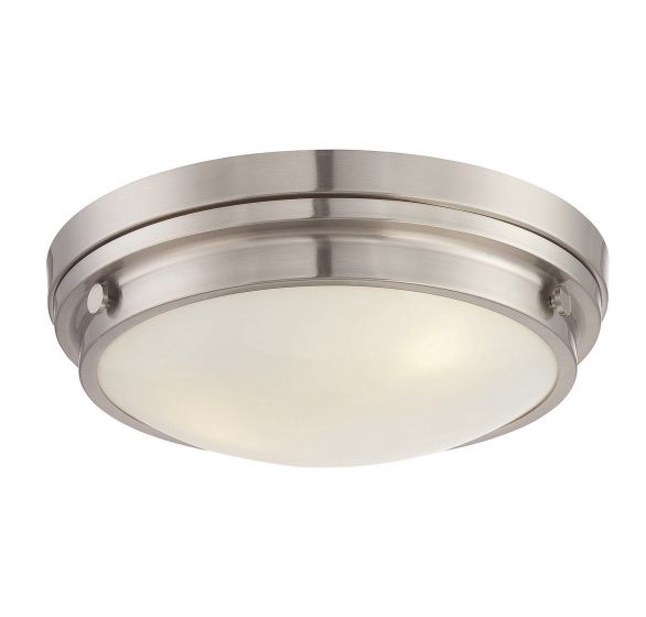 Savoy House Essentials Lucerne Flush Mount Ceiling Flush Mounts Savoy House 15x15x4.75 Satin Nickel White Glass