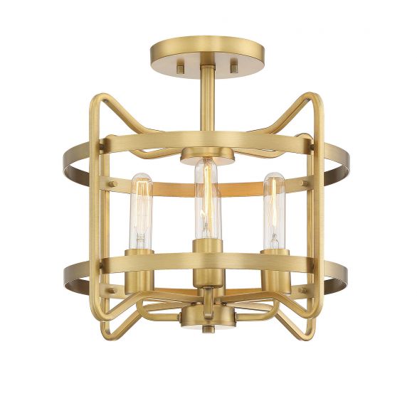 Essentials Kent Semi-Flush Ceiling Semi Flush Mounts Savoy House Warm Brass 4 