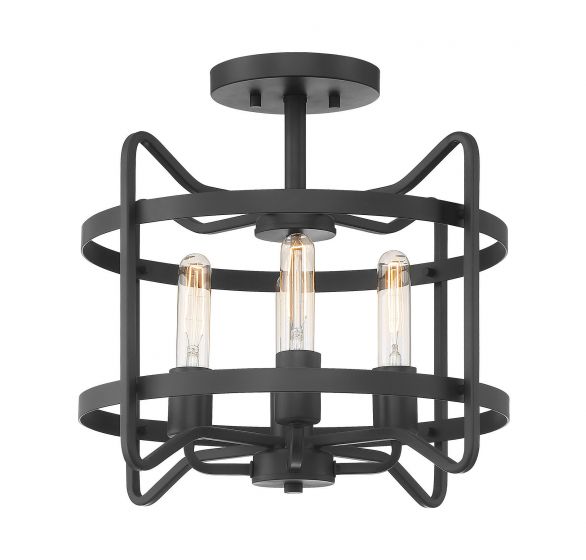 Essentials Kent Semi-Flush Ceiling Semi Flush Mounts Savoy House Matte Black 4 