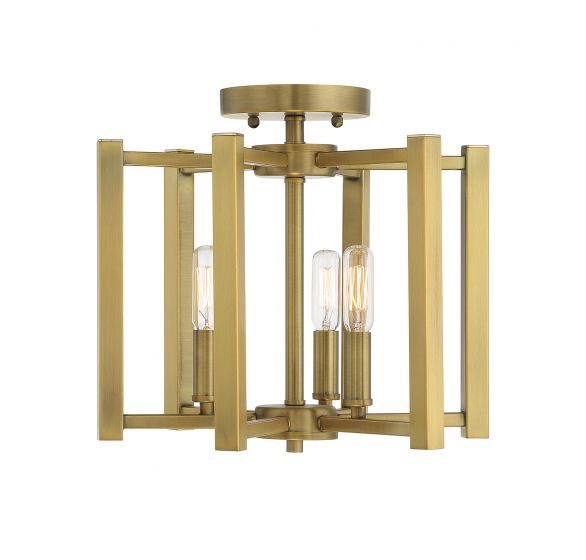 Essentials Benson Semi-Flush Ceiling Semi Flush Mounts Savoy House Warm Brass 3 