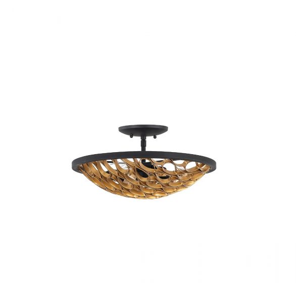 Savoy House Ventura Semi-Flush Semi-Flush Savoy House Matte Black and Gold 3 