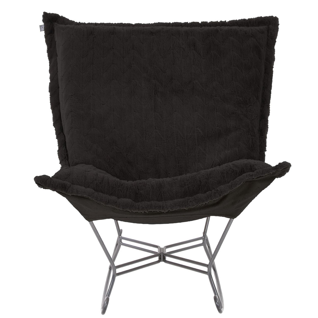 Howard Elliott Collection Scroll Puff Rocker Angora Ebony  Howard Elliott Collection   