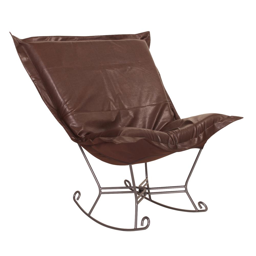 Howard Elliott Collection Scroll Puff Rocker Avanti Pecan Titanium Frame  Howard Elliott Collection   