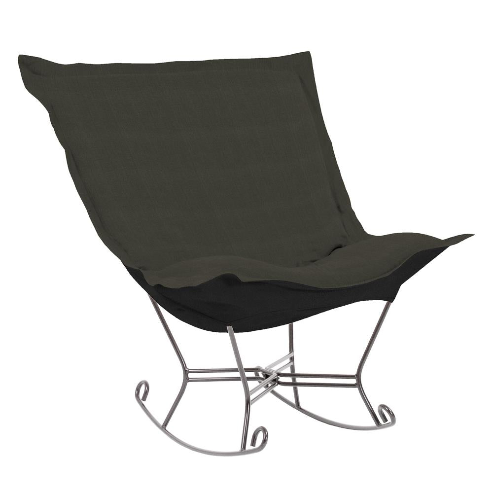 Howard Elliott Collection Scroll Puff Rocker Sterling Charcoal Titanium Frame  Howard Elliott Collection   