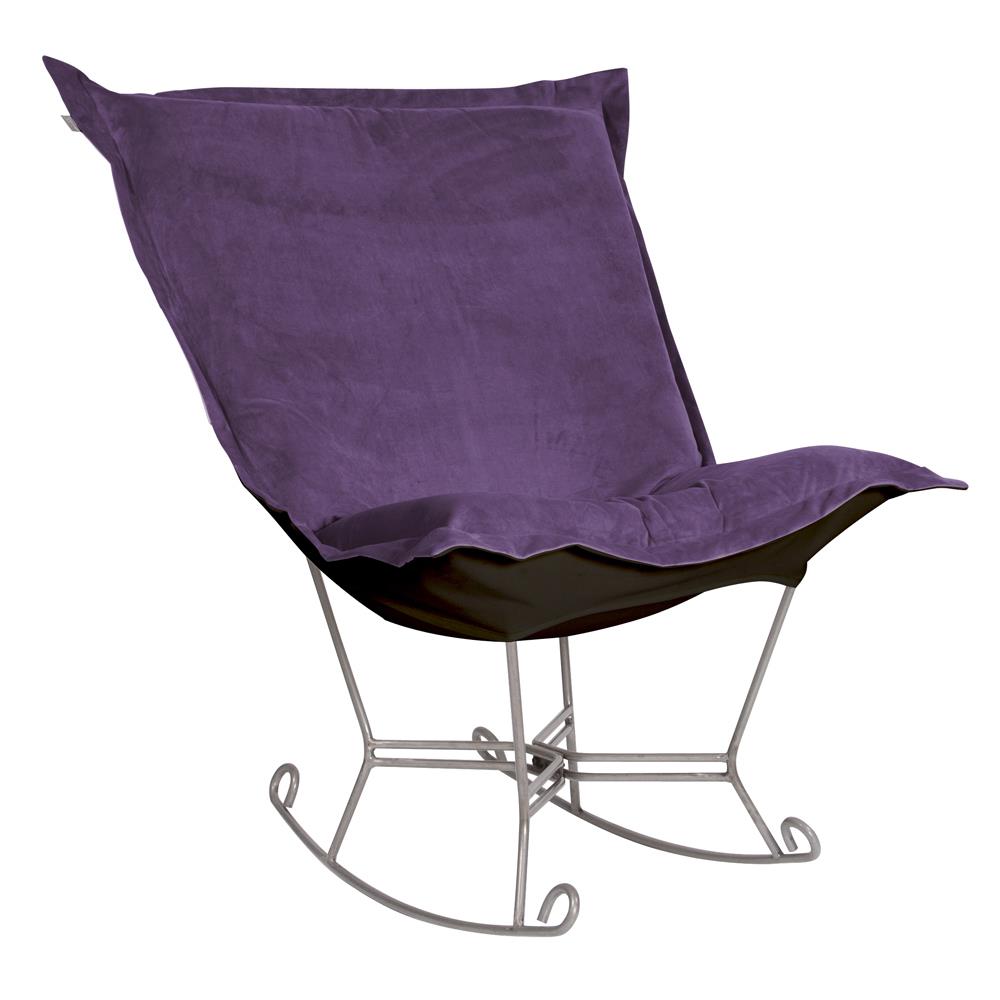 Howard Elliott Collection Scroll Puff Rocker Bella Eggplant Titanium Frame  Howard Elliott Collection   