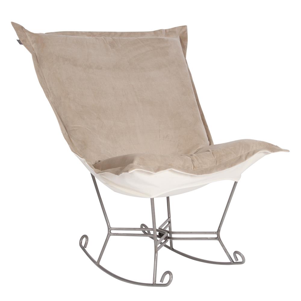 Howard Elliott Collection Scroll Puff Rocker Bella Sand Titanium Frame  Howard Elliott Collection   