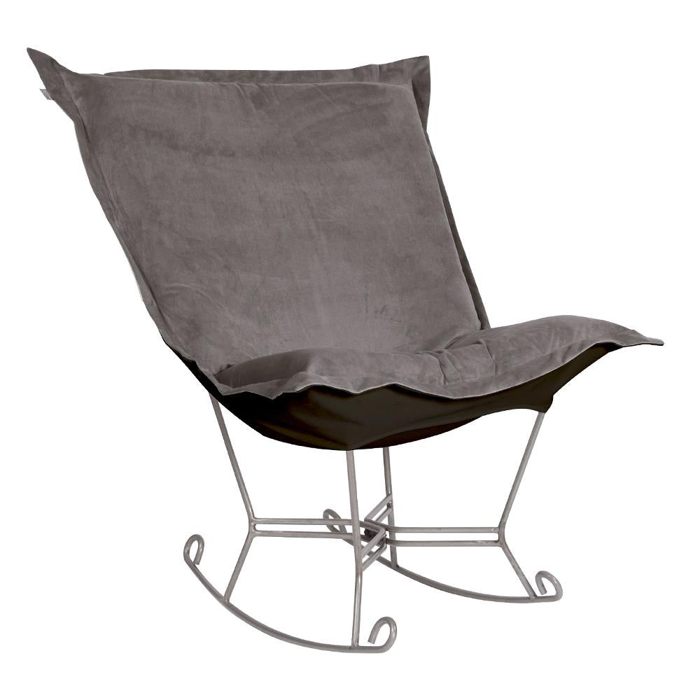 Howard Elliott Collection Scroll Puff Rocker Bella Pewter Titanium Frame  Howard Elliott Collection   