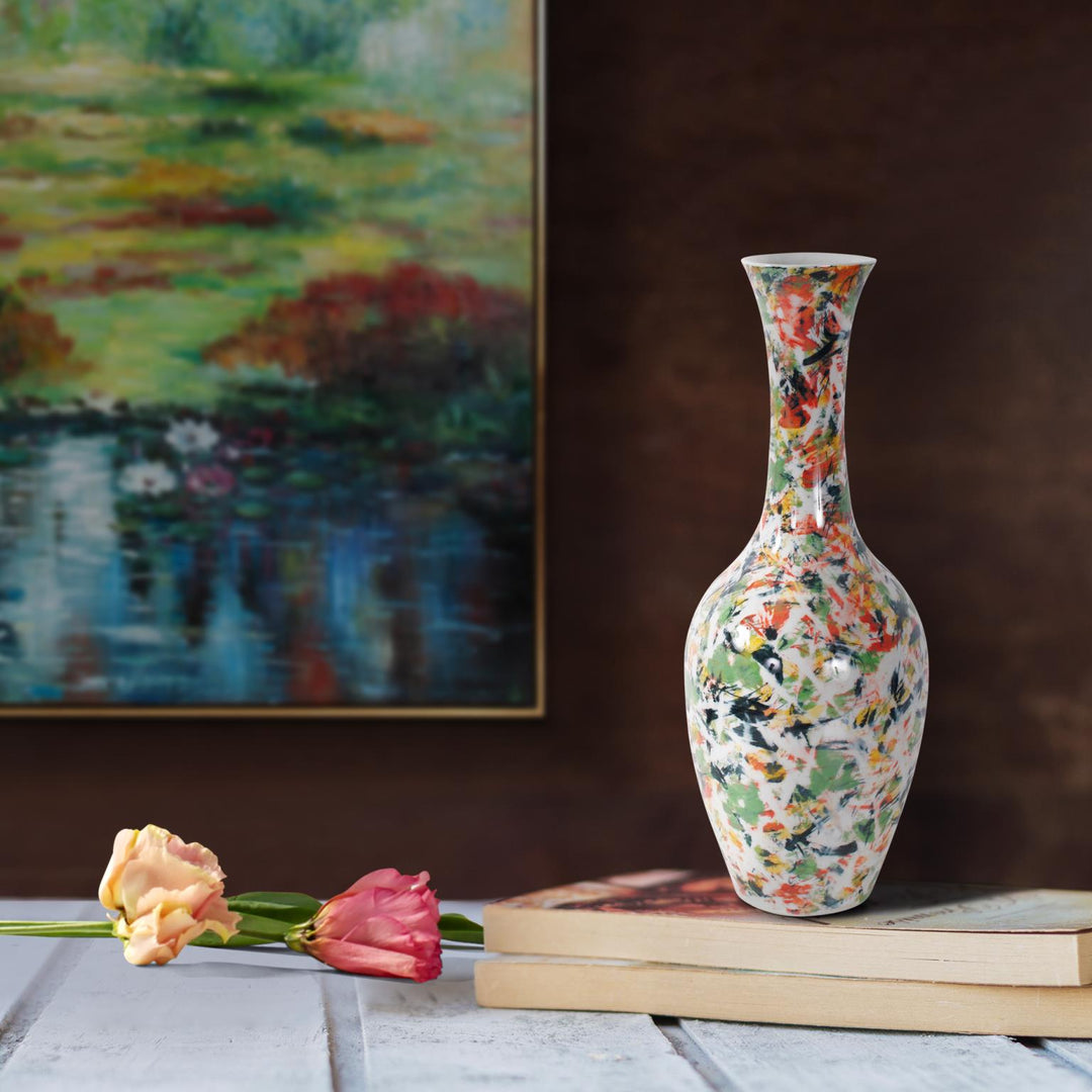 Howard Elliott Collection Jardin Colore' Tall Necked Vase