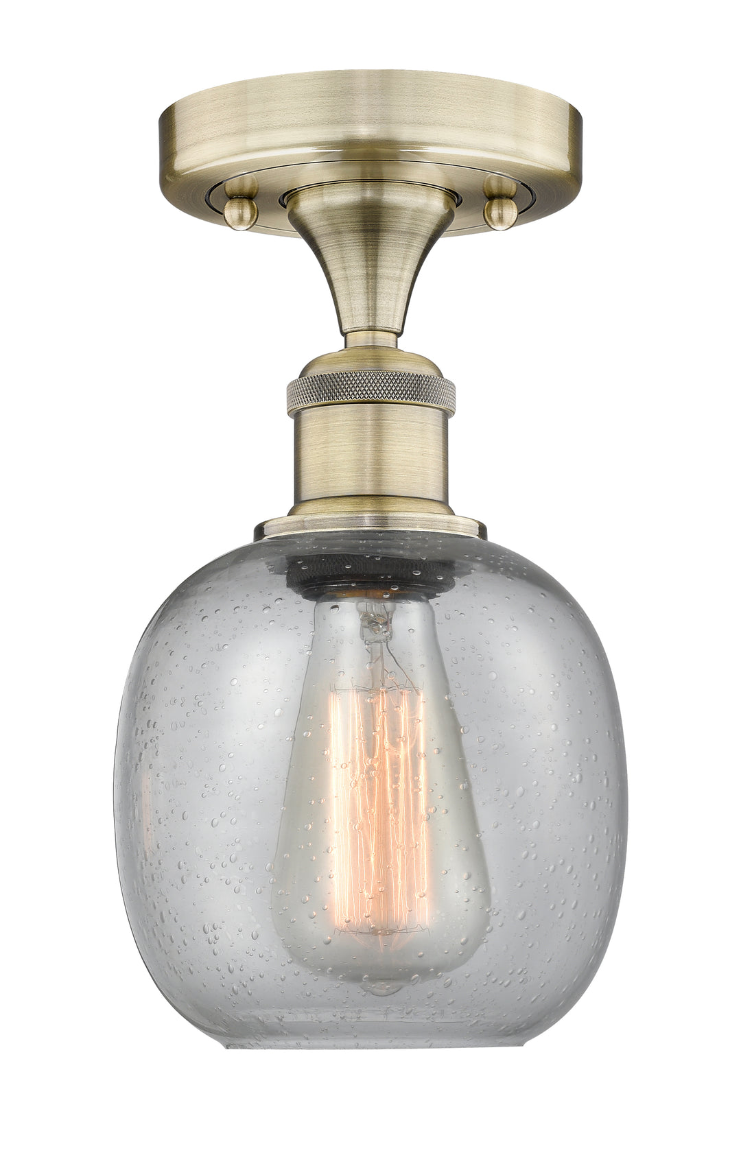 Innovations Lighting Belfast 6" Flush Mount - Antique Brass Ceiling Flush Mounts Innovations Lighting Seedy ; Glass Type: Seeded  