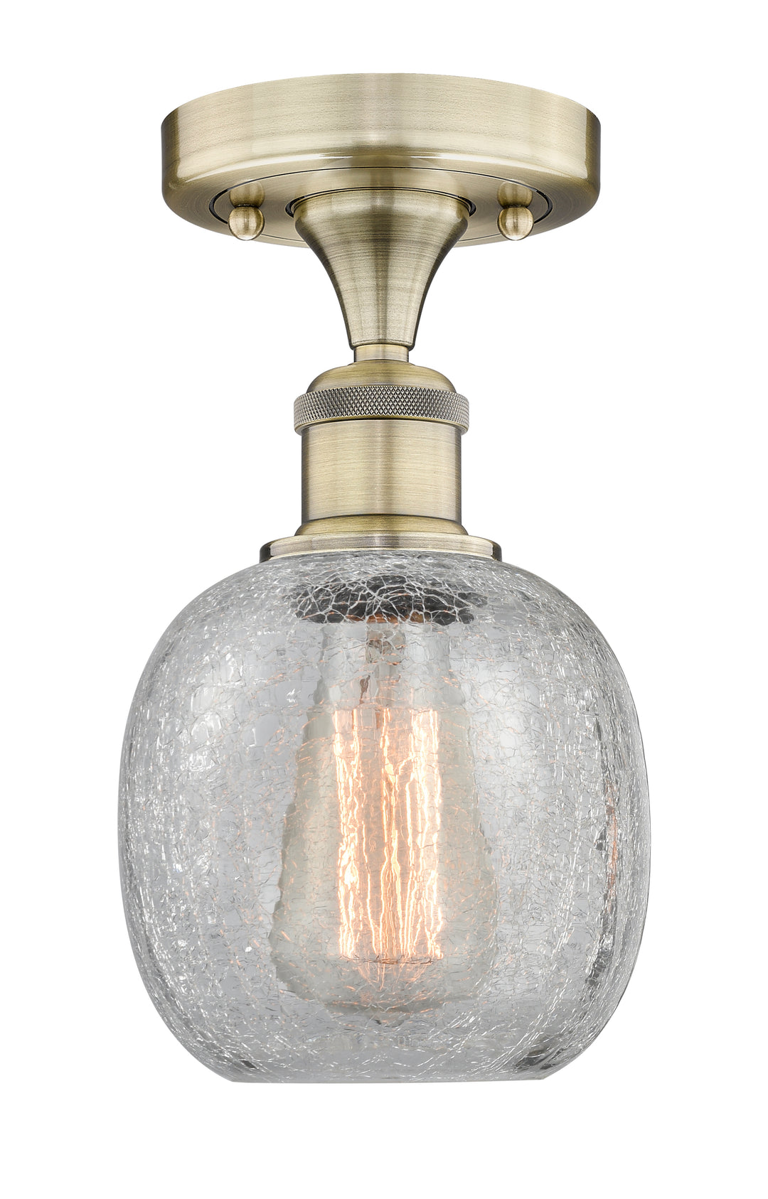 Innovations Lighting Belfast 6" Semi-Flush Mount - Antique Brass Ceiling Semi Flush Mounts Innovations Lighting Clear Crackle ; Glass Type: Crackled  