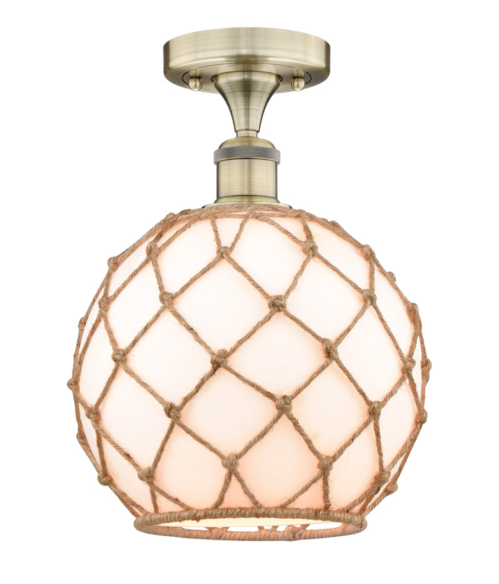 Innovations Lighting Farmhouse Rope 10" Semi-Flush Mount - Antique Brass