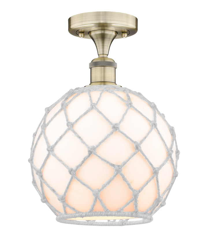 Innovations Lighting Farmhouse Rope 10" Semi-Flush Mount - Antique Brass