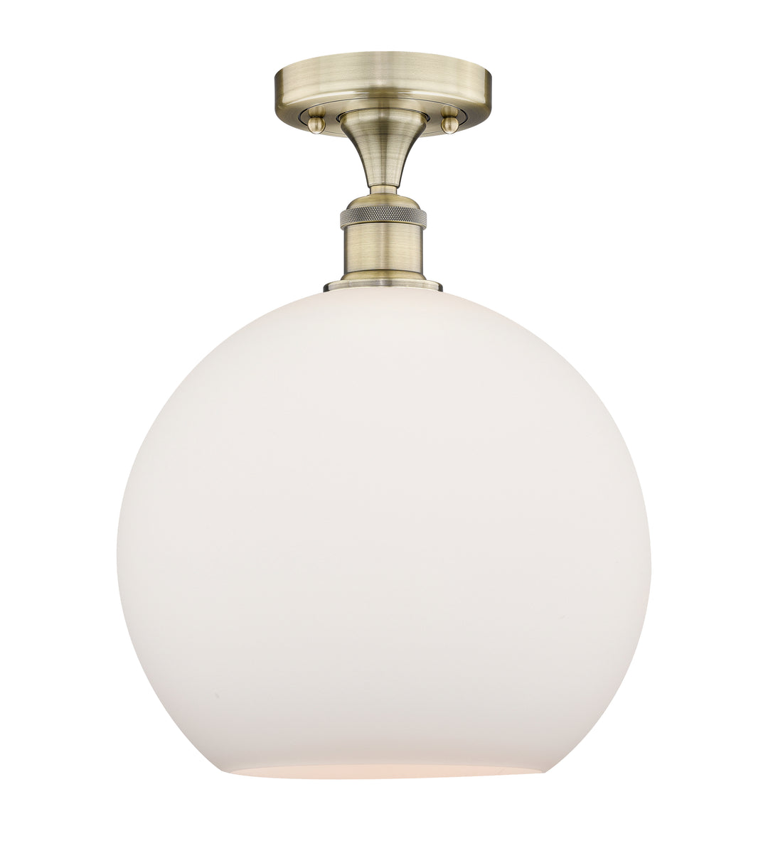 Innovations Lighting Athens 12" Semi-Flush Mount - Antique Brass Ceiling Semi Flush Mounts Innovations Lighting Matte White ; Glass Type: White  