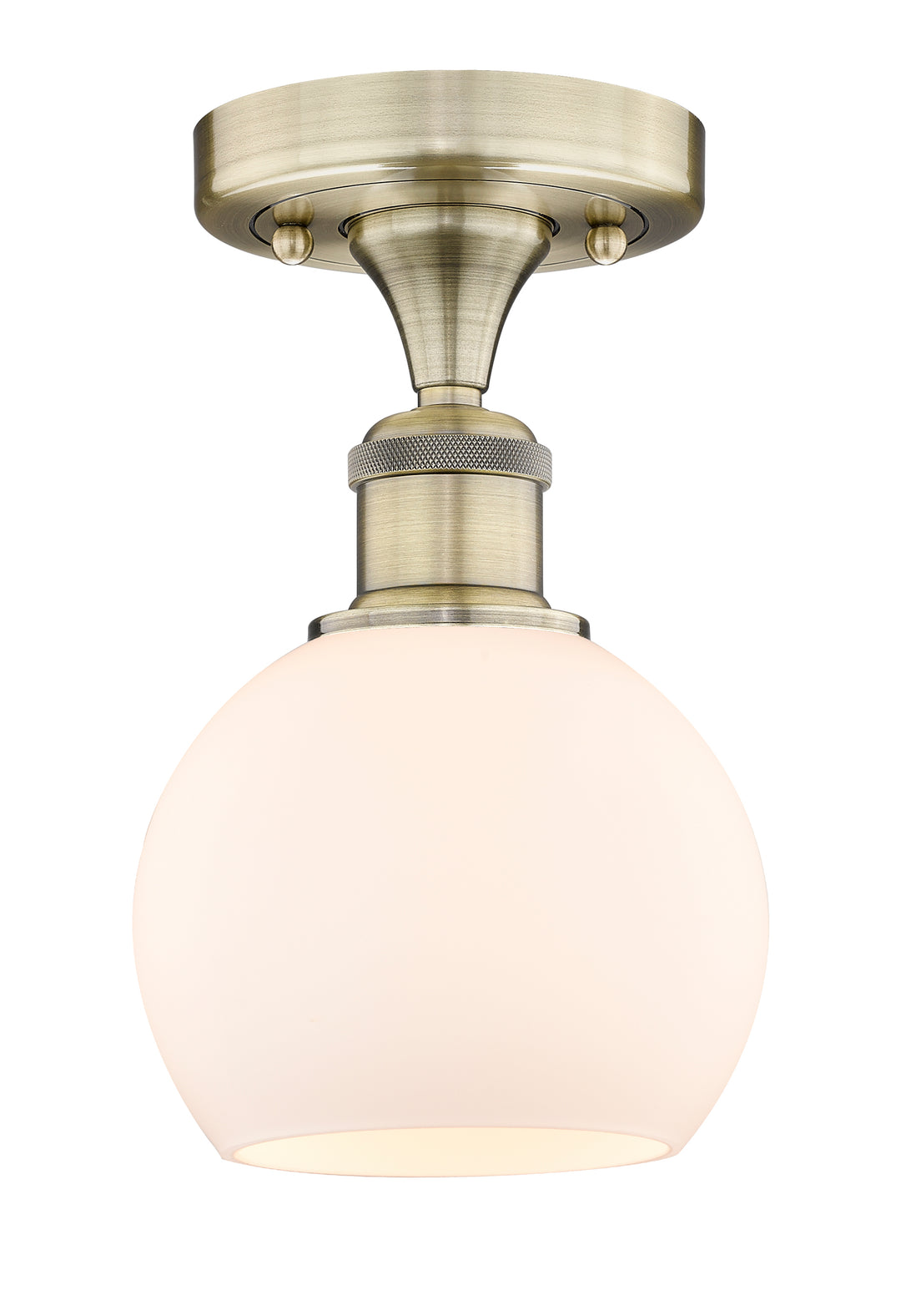 Innovations Lighting Athens 6" Semi-Flush Mount - Antique Brass Ceiling Semi Flush Mounts Innovations Lighting Matte White ; Glass Type: White  