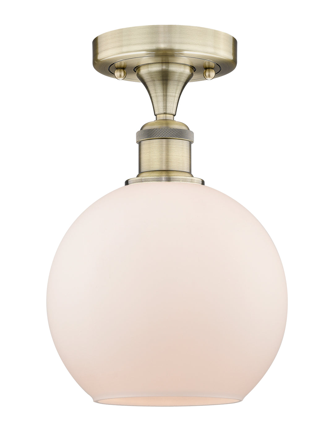 Innovations Lighting Athens 8" Semi-Flush Mount - Antique Brass Ceiling Semi Flush Mounts Innovations Lighting Matte White ; Glass Type: Frosted  