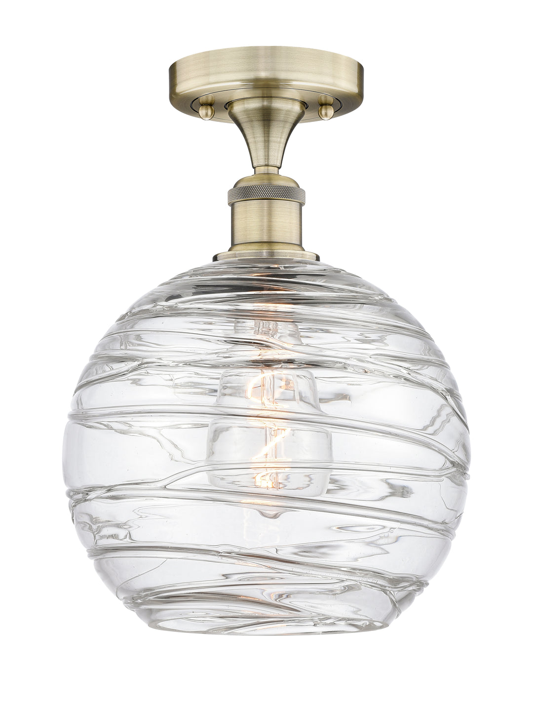 Innovations Lighting Athens Deco Swirl 10" Semi-Flush Mount - Antique Brass Ceiling Semi Flush Mounts Innovations Lighting Clear Deco Swirl ; Glass Type: Clear  