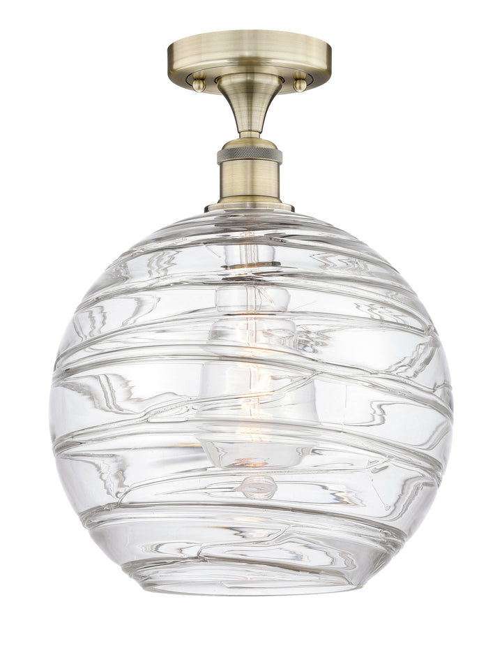 Innovations Lighting Athens Deco Swirl 12" Semi-Flush Mount - Antique Brass Ceiling Semi Flush Mounts Innovations Lighting Clear Deco Swirl ; Glass Type: Transparent  