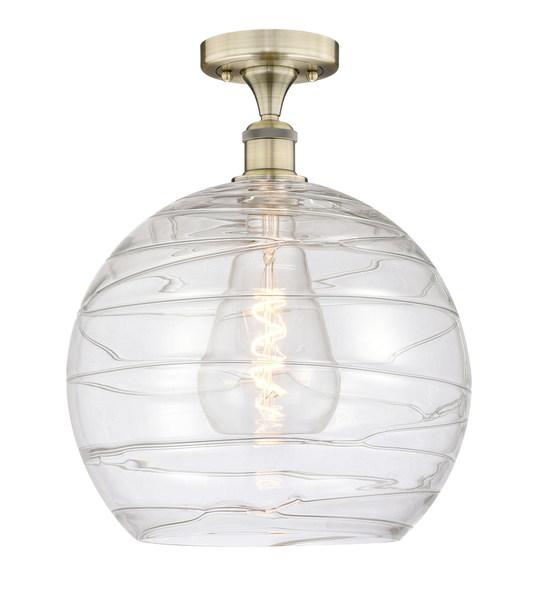 Innovations Lighting Athens Deco Swirl 14" Semi-Flush Mount - Antique Brass Ceiling Semi Flush Mounts Innovations Lighting Clear Deco Swirl ; Glass Type: Clear  